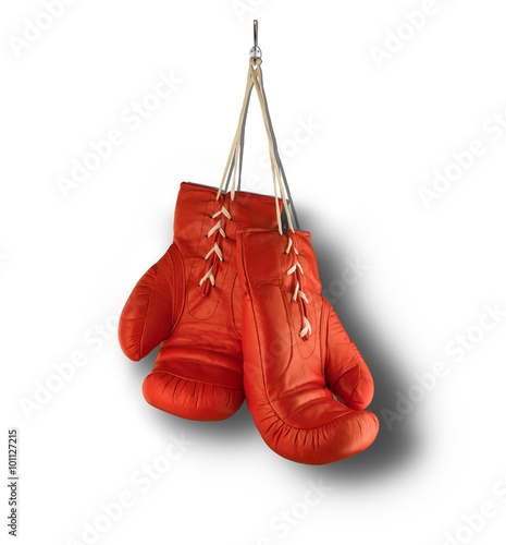 Red Boxing Gloves isolated on white background with shadow © stockedup