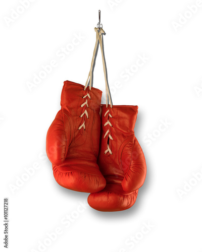 Red Boxing Gloves isolated on white background with shadow © stockedup