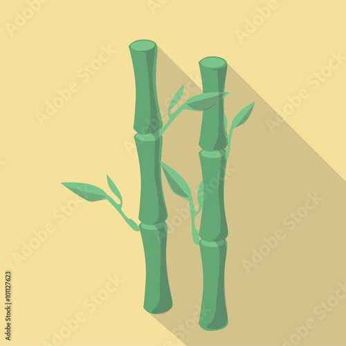 Vector illustration long shadow flat icon of bamboo branches