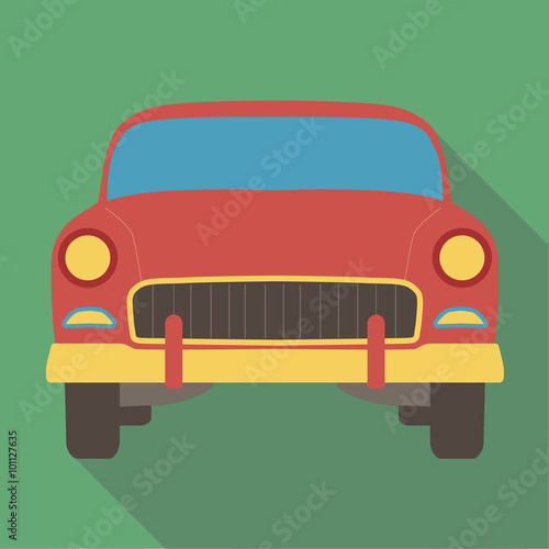 Vector illustration long shadow flat icon of classic american car