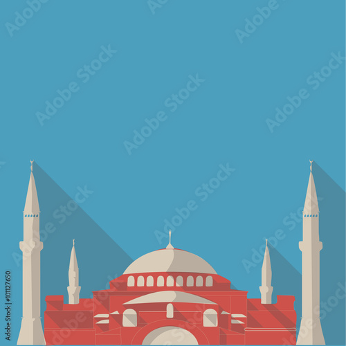 Vector illustration long shadow flat icon of hagia sophia mosque