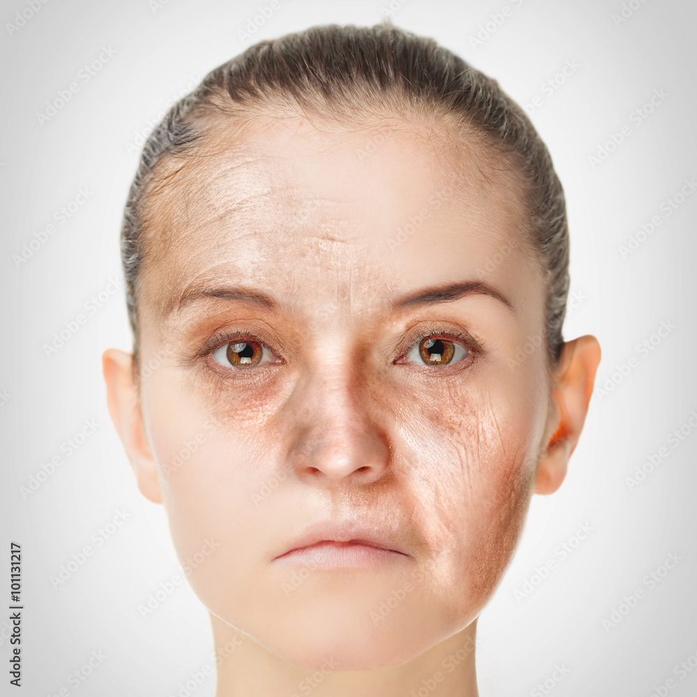 Fototapeta premium Aging process, rejuvenation anti-aging skin procedures