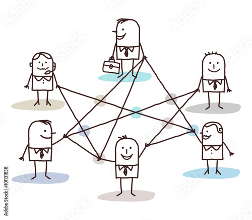 group of business people connected by lines