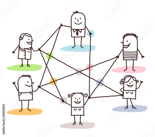 group of people connected by lines