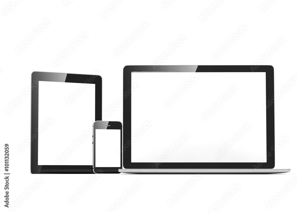 laptop, tablet, phone, on white laptop, tablet, phone, on white