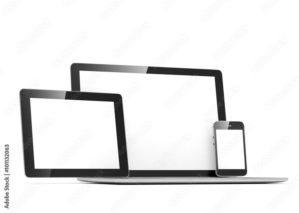 laptop, tablet, phone, on white laptop, tablet, phone, on white