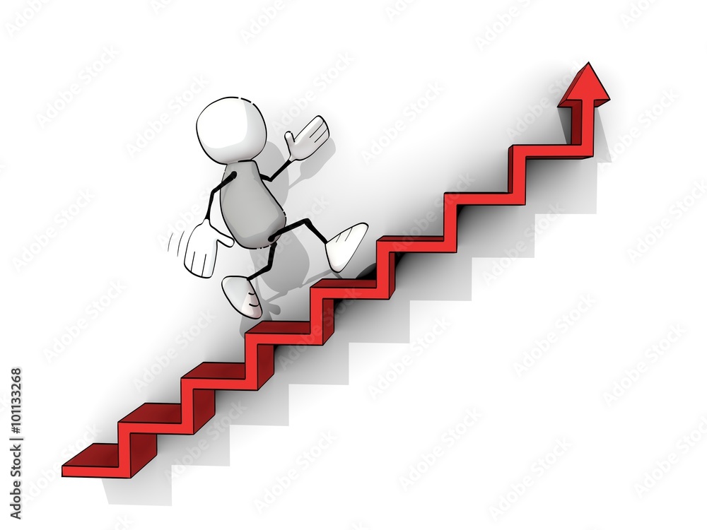 little sketchy man climbing up red stairs with up-arrow little sketchy man climbing up red stairs with up-arrow