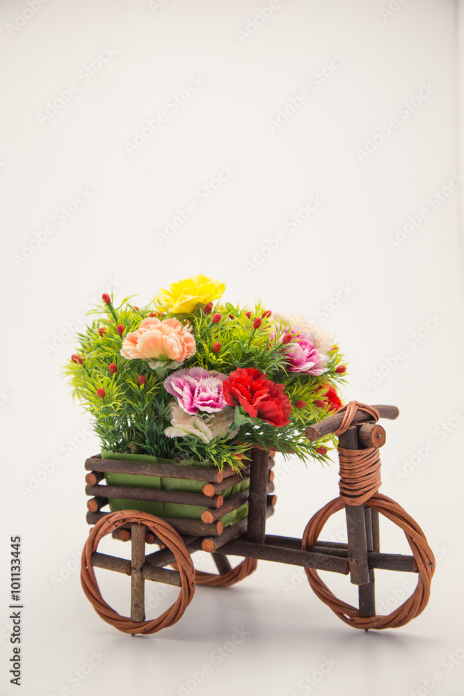 wedding arrangement bouquet of flower on a bike