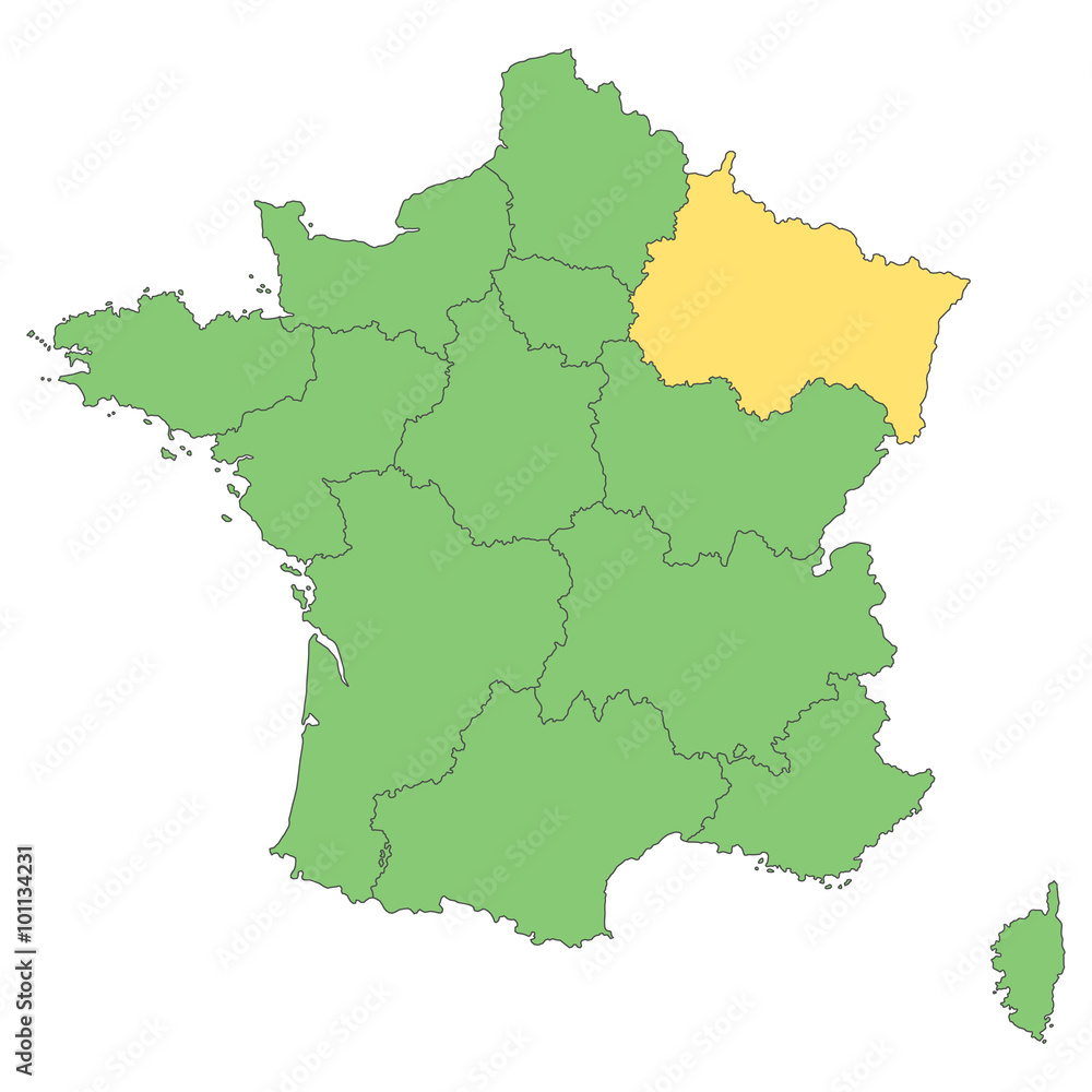 Frankreich - Alsace-Champagne-Ardenne-Lorraine (Vektor in Grün)