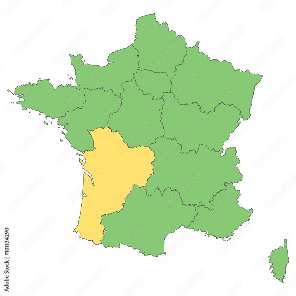 Frankreich - Aquitaine-Limousin-Poitou-Charentes (Vektor in Grün)