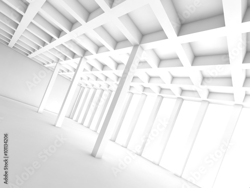 Abstract architecture background  white room 3d