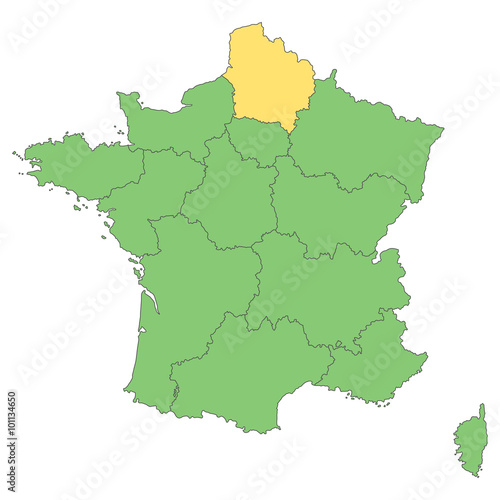 Frankreich - Nord-Pas de Calais-Picardie  Vektor in Gr  n 