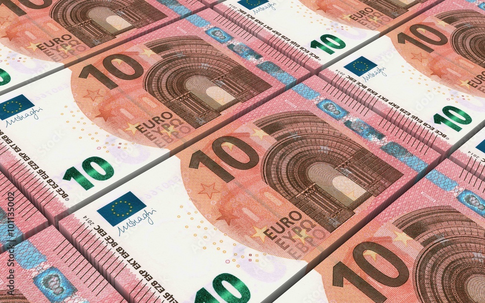 European currency bills stacks background. Computer generated 3D photo rendering. European currency bills stacks background. Computer generated 3D photo rendering.