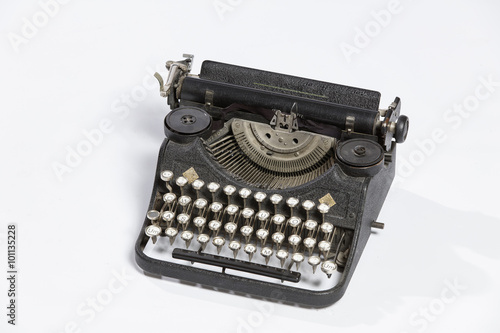 Old typewriter, blank sheet in a typewriter.