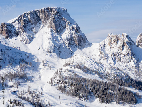 A view of the Alpine landscape in the winter season in Nassfeld
