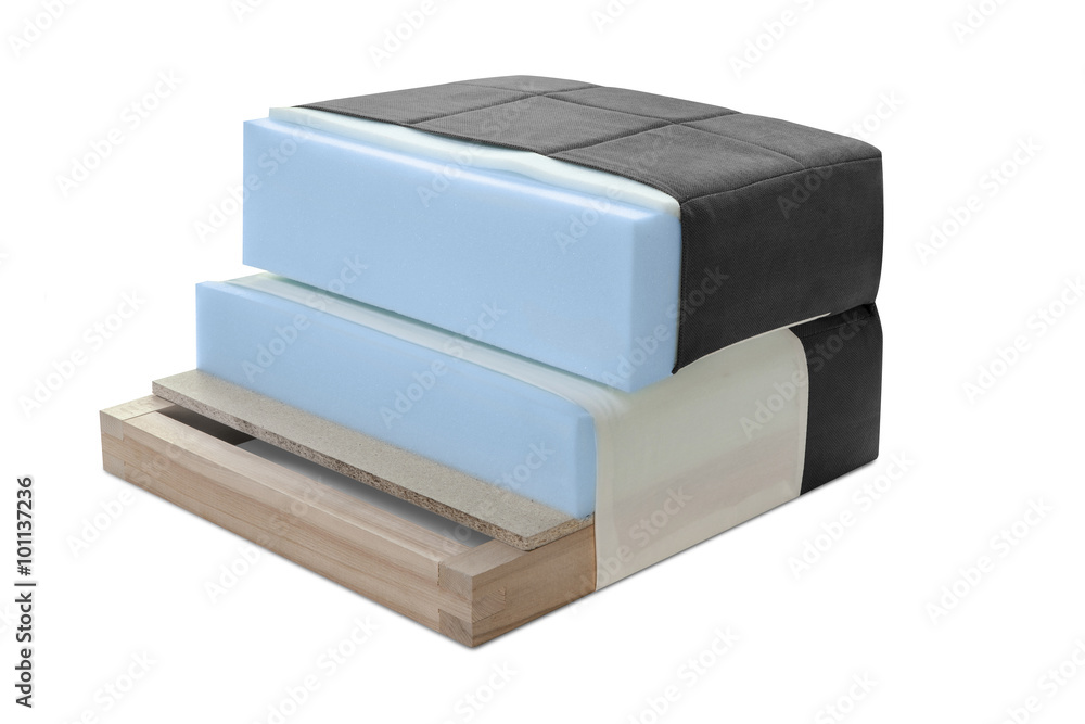 Cross section of sofa, armchair, mattress and upholstery - Open Cross section of sofa, armchair, mattress and upholstery - Open