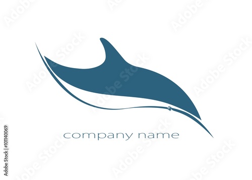 dolphin vector logo ocean sea wave label