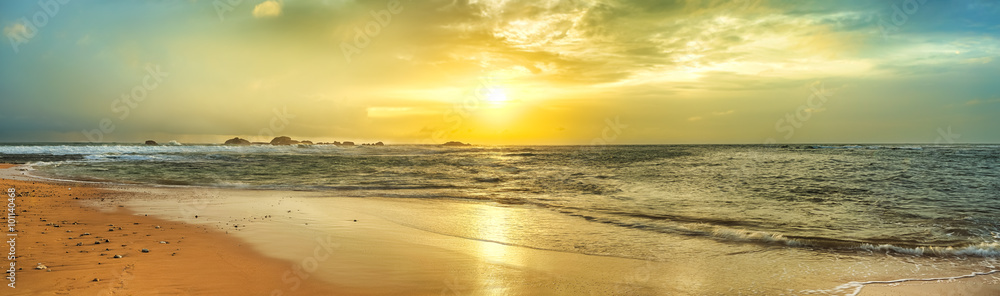 Sunset over the sea. Panorama - obrazy, fototapety, plakaty 
