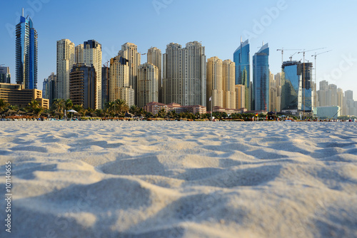 Photography Skyscrapers of Dubai Marina from Marina beach