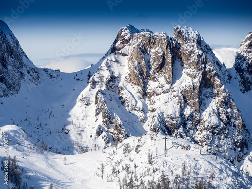 A view of the Alpine landscape in the winter season in Nassfeld