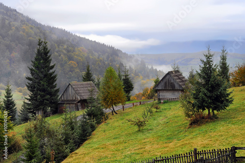 Rural houses in Carpathian mountains