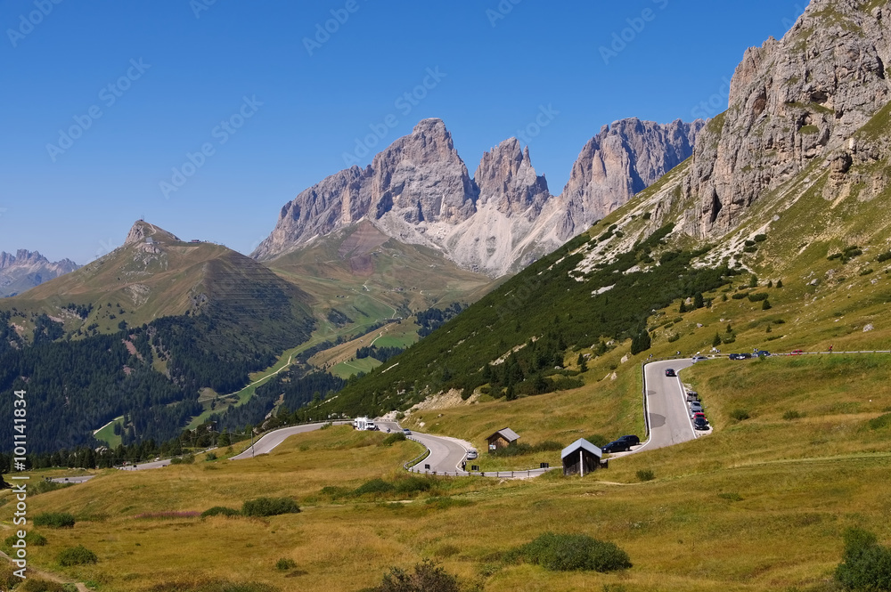 Sellajoch - Sella pass in Dolomites
