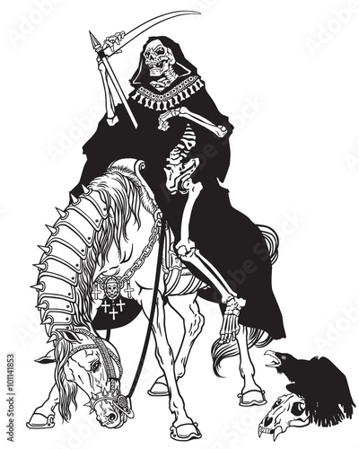 grim reaper symbol of death sitting on a horse
