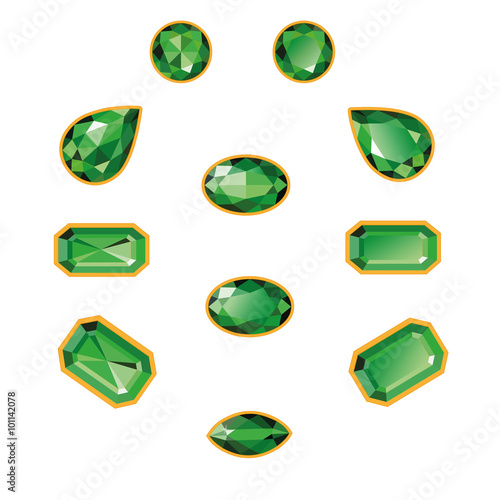 Emeralds Set Isolated Objects illustration 