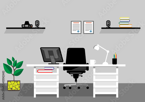 Creative office desktop workspace. Vector mock up