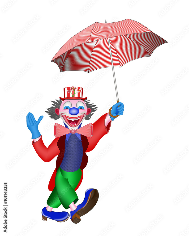 Clown mit Regenschirm Clown mit Regenschirm