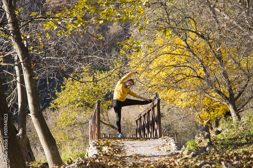 Woman workout in the autumn...