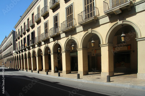 houses with arches in Bisbal d'Emporda, Baix Emporda ,Girona province, Catalonia, Spain