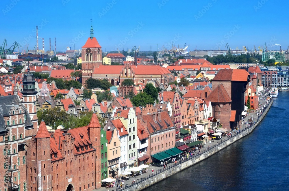 Obraz premium Top view on Gdansk (Danzig)old town in Polandso