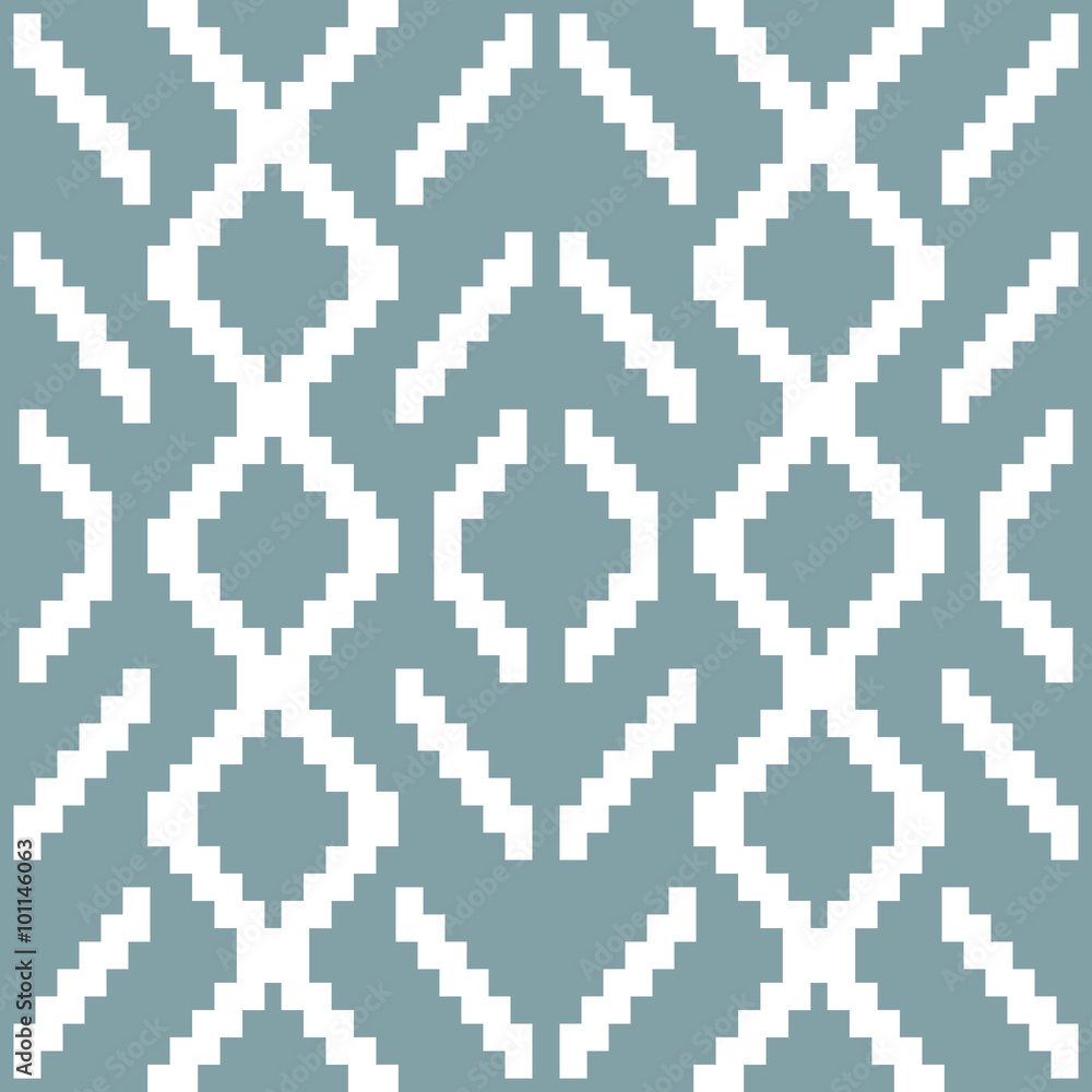 Seamless knitted pattern in white and muted blue colors