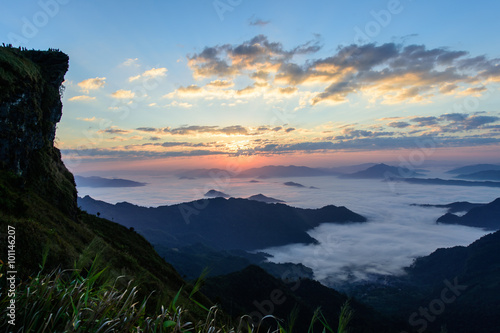 fog and cloud mountain valley landscape photo