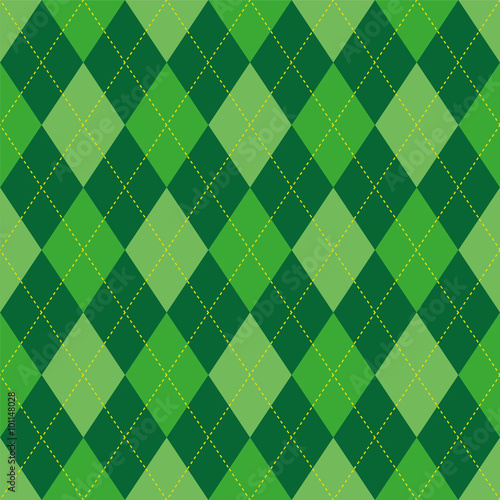 Argyle pattern green rhombus seamless texture, illustration