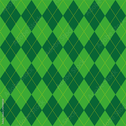 Argyle pattern green rhombus seamless texture, illustration