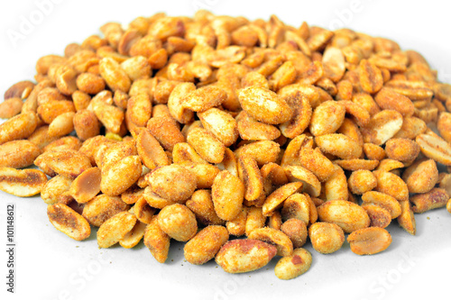 Fried peanut isolated on white background