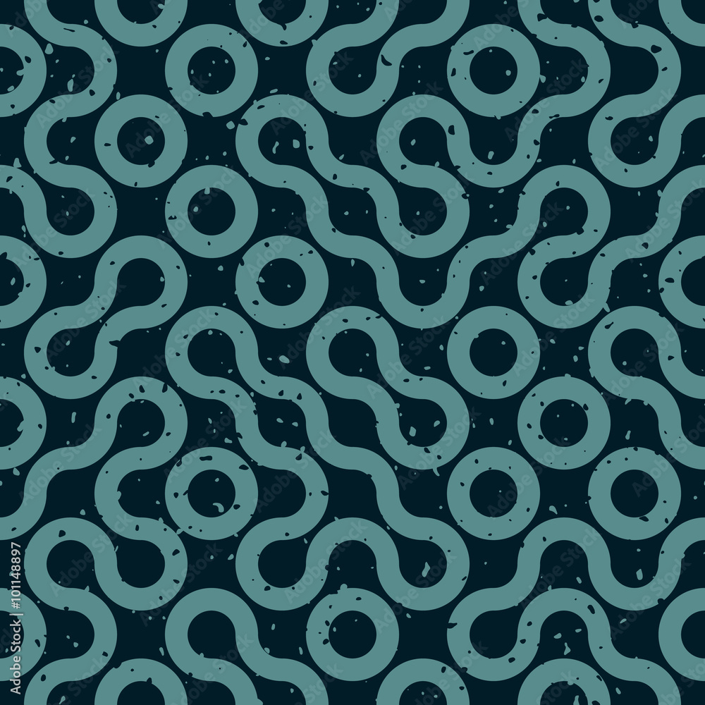 Obraz premium Vector Seamless Wavy Lines Irregular Retro Grungy Navy Blue Pattern