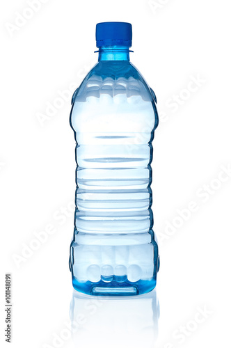 Bottle with water on white background