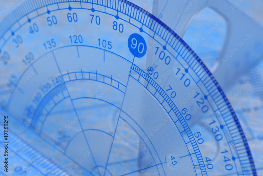 Transparent protractor, ruler and square measuring tools Transparent protractor, ruler and square measuring tools