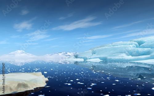 Icebergs in Antarctica.