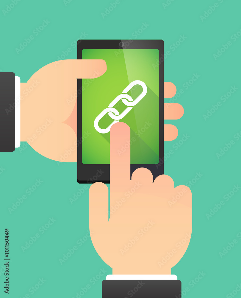 Man using a phone showing a chain Man using a phone showing a chain