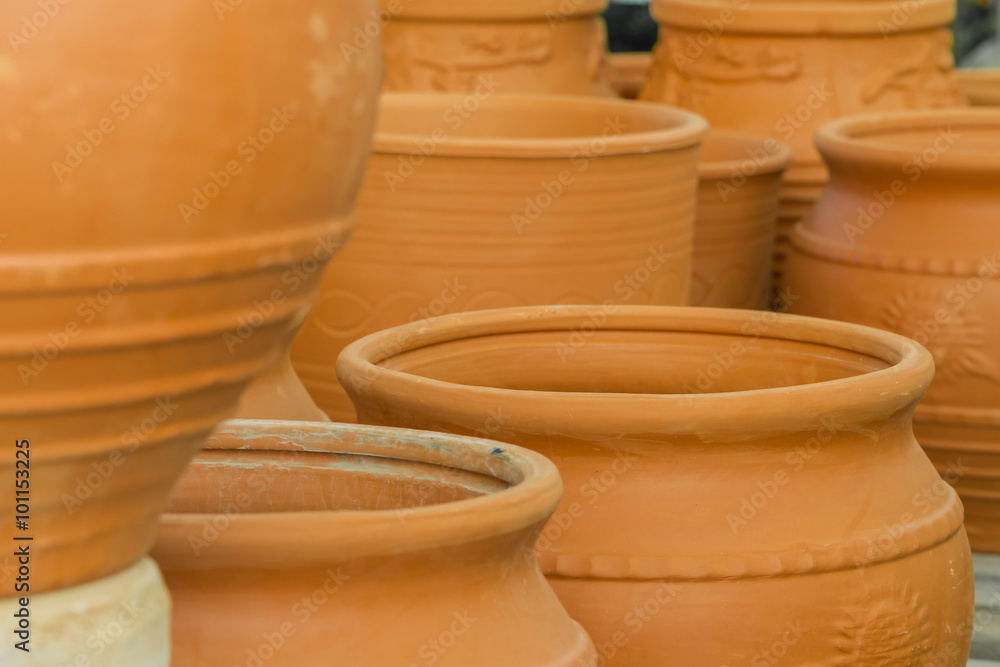 clay flower pots, flower beds, plants for decoration clay flower pots, flower beds, plants for decoration