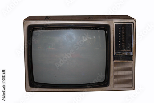 Old vintage TV on White background