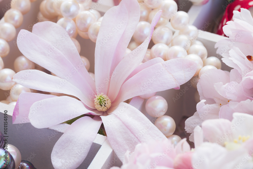 tree  flowers with pearls and lace