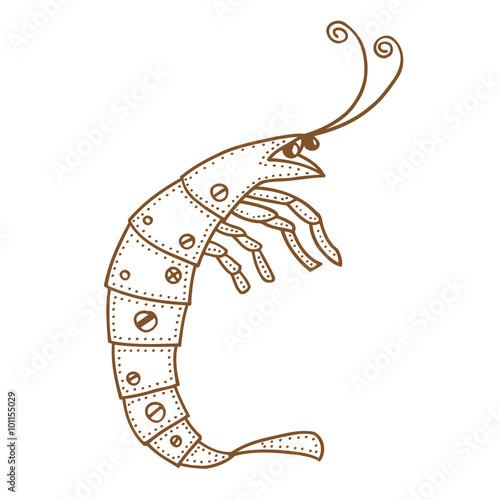 Hand drawn ornamental shrimp