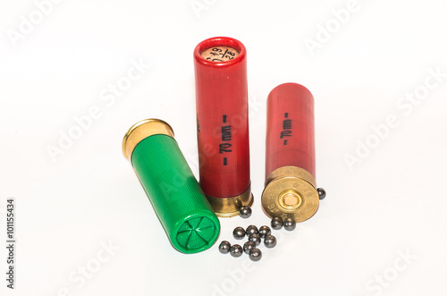 two red and green hunting cartridge