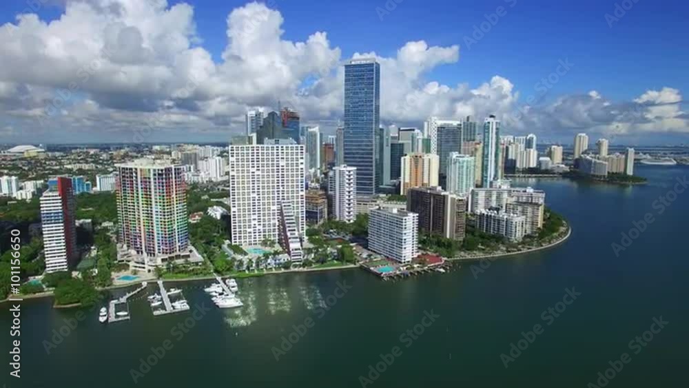 Aerial far shot of Brickell and Brickell Bay Miami FL Aerial far shot of Brickell and Brickell Bay Miami FL