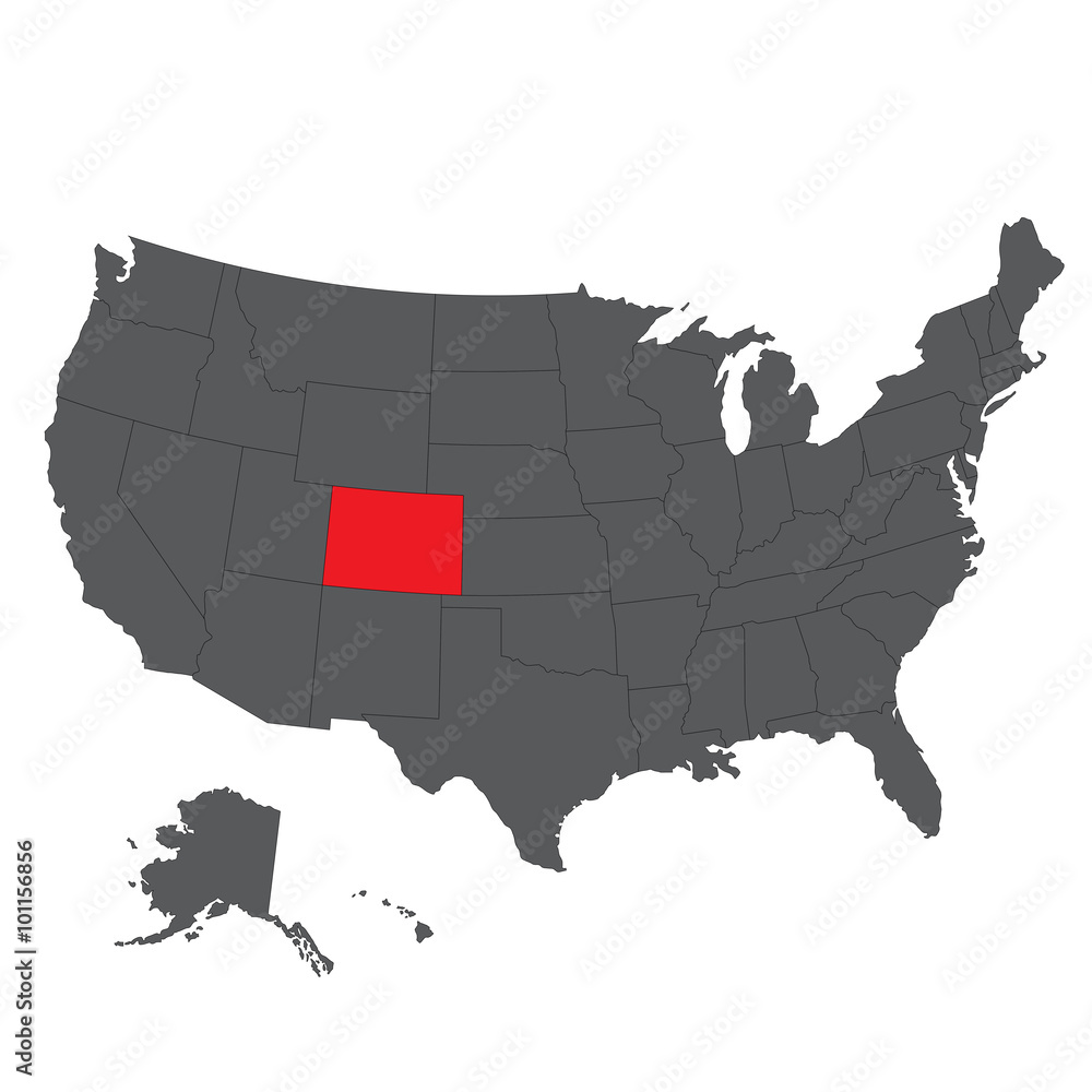 Colorado red map on gray USA map vector